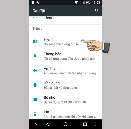 chọn Hiển thị