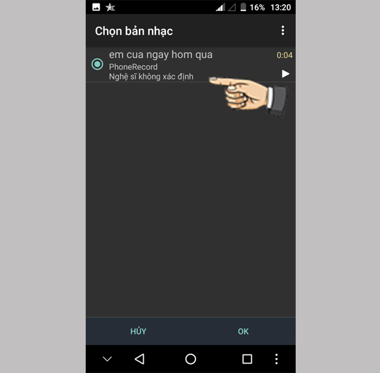 Bước 4: Chọn nhạc chuông là bài hát.