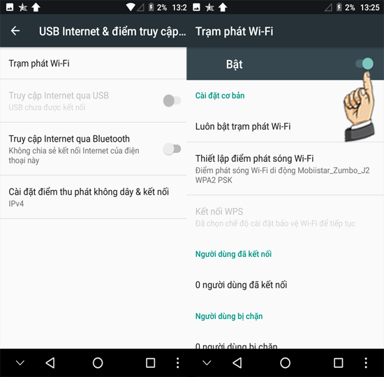 Bước 3: Chọn và bật Trạm phát wifi