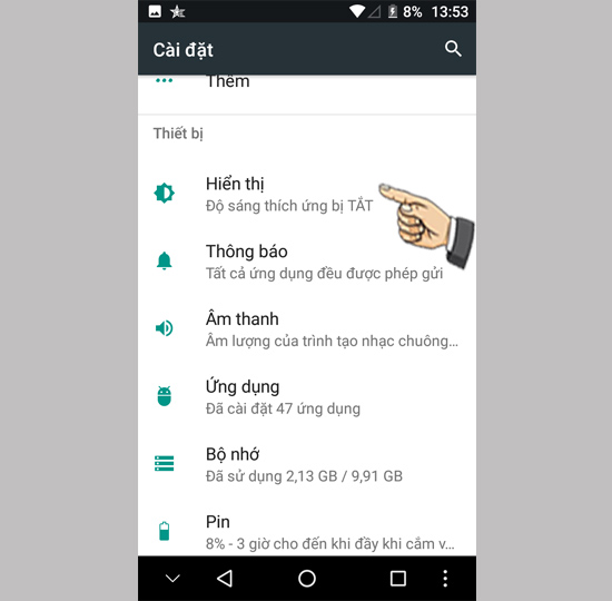 chọn Hiển thị