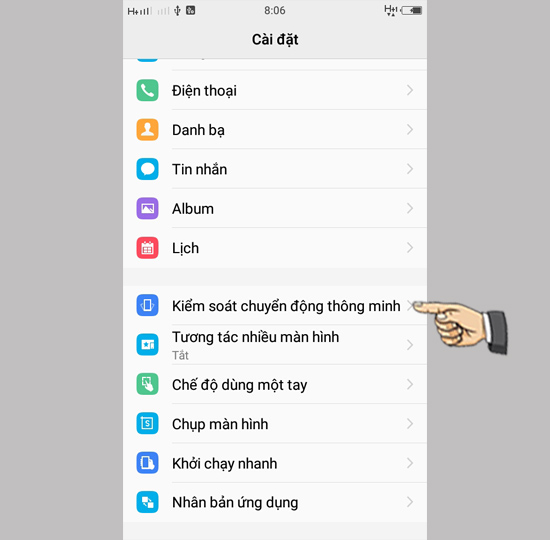chọn Kiểm soát màn hình thông minh