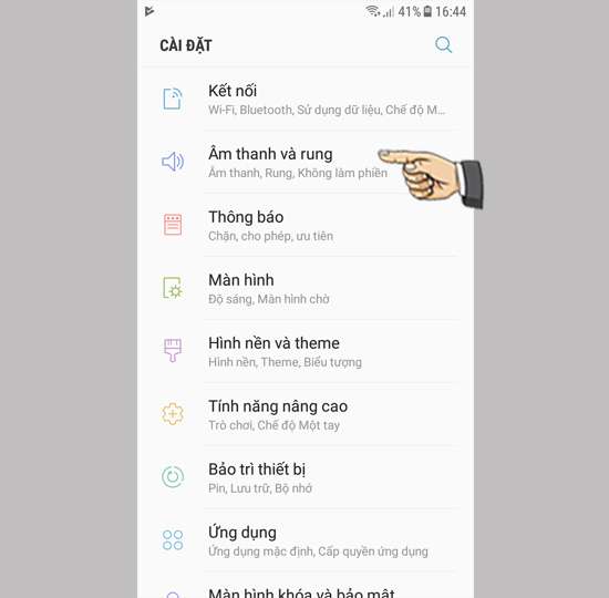 chọn Âm thanh và rung