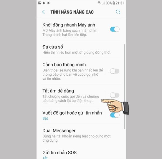 Bước 2: Chọn Tắt âm dễ dàng