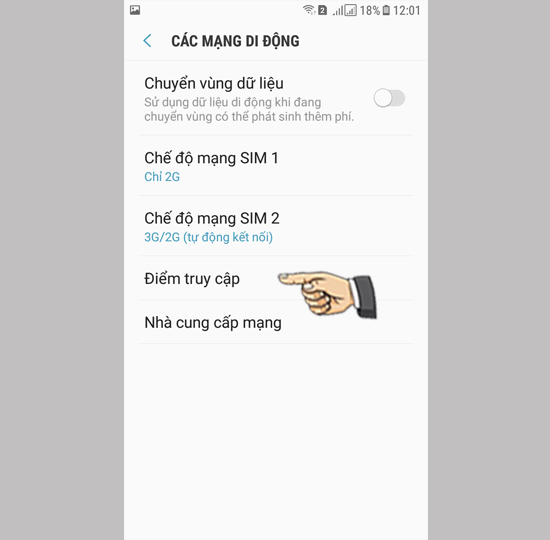 Bước 4: Chọn Điểm truy cập