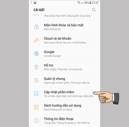 chọn Cập nhật phần mềm