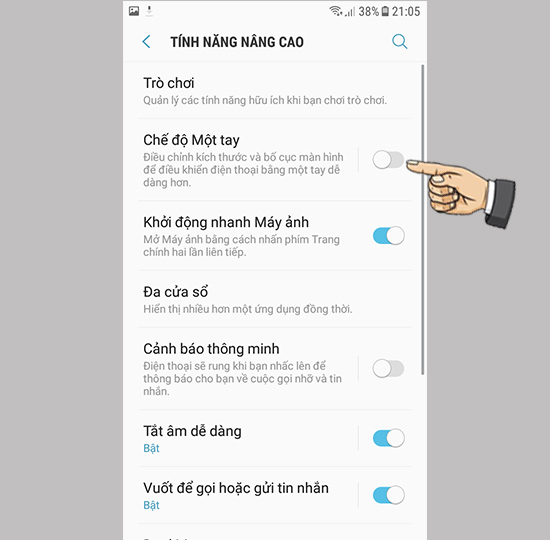 Bước 2: Chọn thao tác một tay