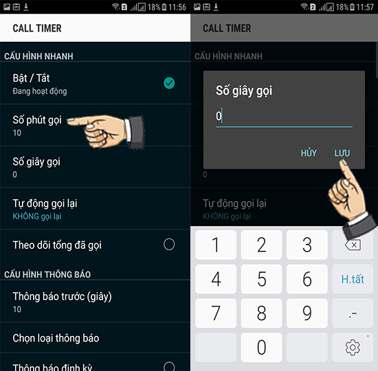 Bước 4: Chọn số giây giới hạn.