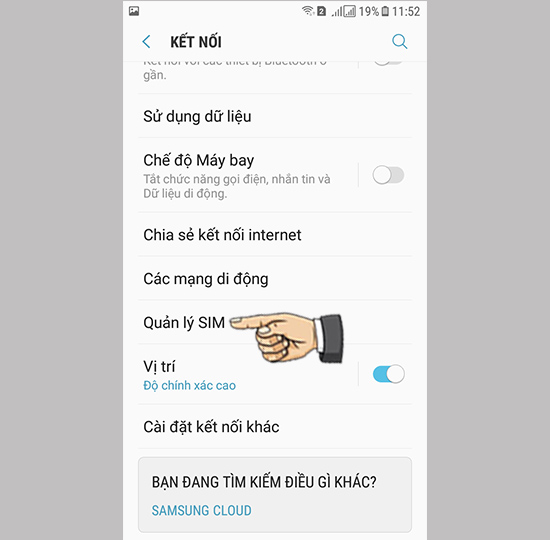 Bước 2: Chọn Quản lí sim
