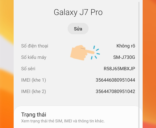 Bước 3: Sau đó Thông tin của máy sẽ hiện ra.