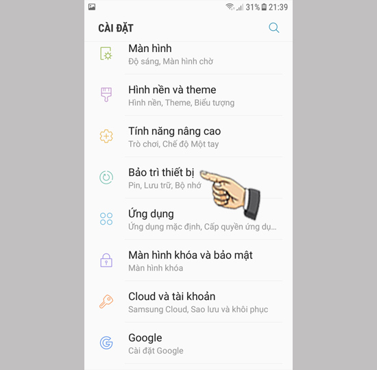 chọn bảo trì thiết bị