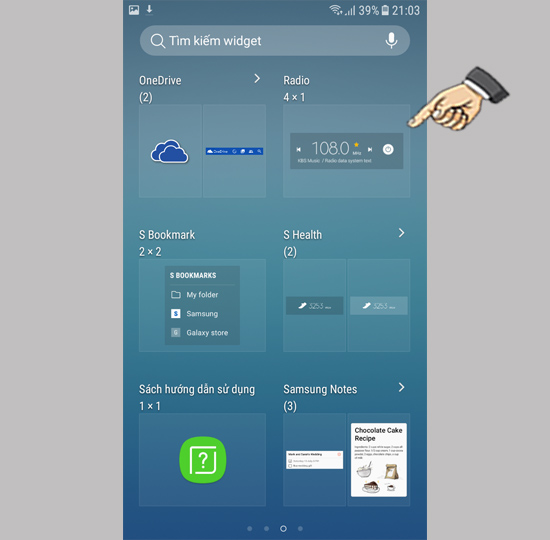 Bước 3: Chọn ứng dụng hoặc widget yêu thích.