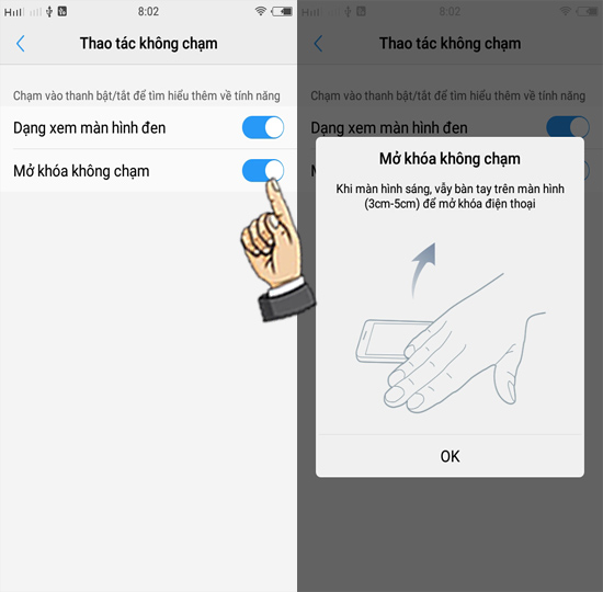 Bước 3: Bật Mở khóa không chạm