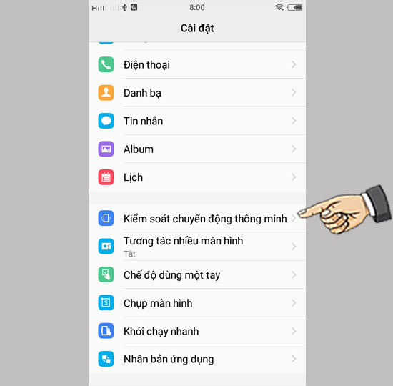 chọn Kiểm soát chuyển động thông minh