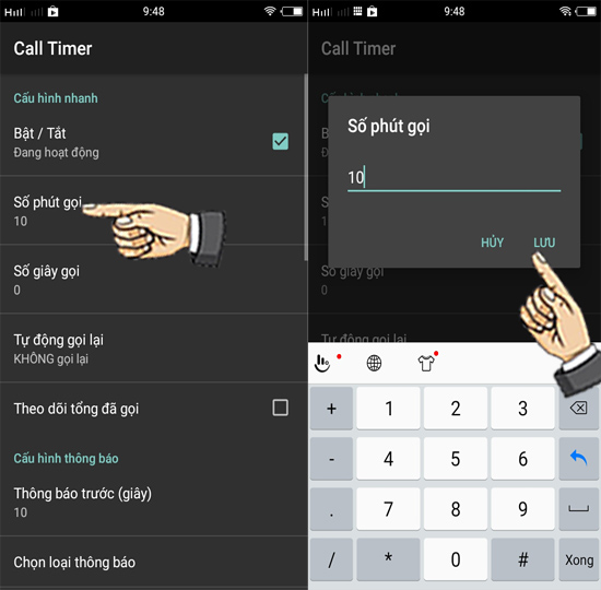 Bước 3: Chọn số phút giới hạn.