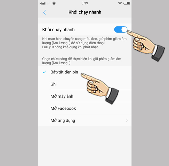 Bước 2: Bật và chọn ứng dụng yêu thích.