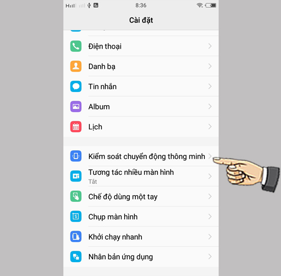 chọn Kiểm soát chuyển động thông minh