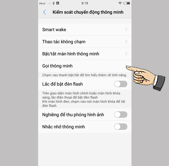 Bước 2: Chọn Gọi thông minh
