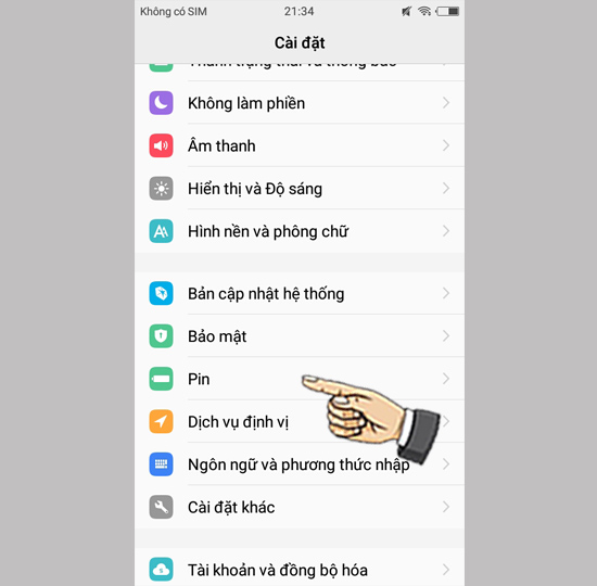 Bước 1: Vào Cài đặt chọn Pin