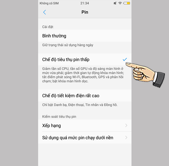 Bước 2: Bật tiết kiệm pin thường.