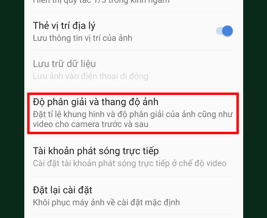 Bước 6: Bạn cũng chọn vào mục Độ phân giải và thang độ ảnh.
