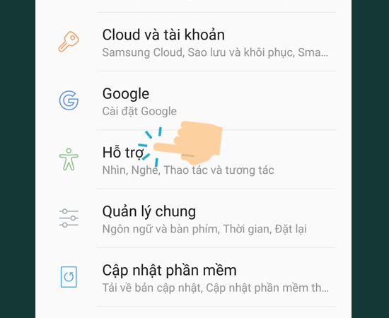 Bước 2: Tiếp theo bấm vào Hỗ trợ.