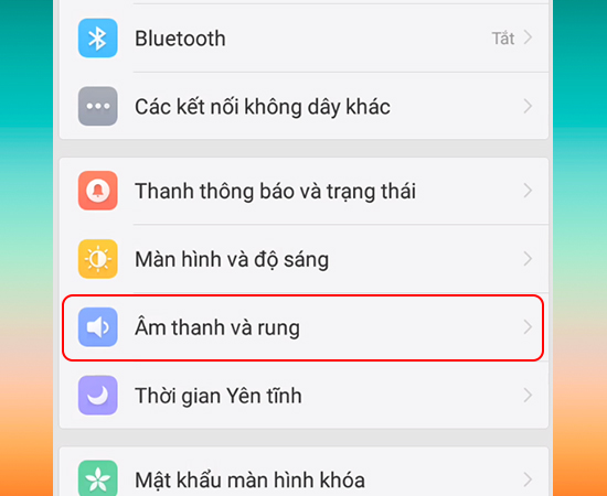 Chọn Âm thanh và Rung