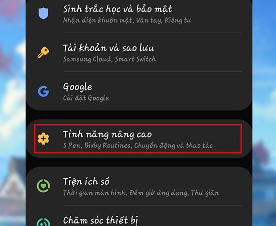 Bước 1: Cài đặt chọn tính năng nâng cao