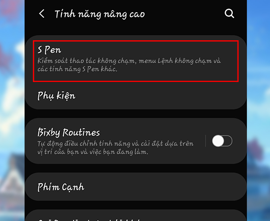 Bước 2: Chọn S Pen.