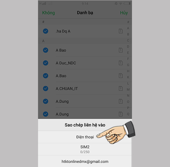 Bước 5: Chọn vị trí lưu là điện thoại.