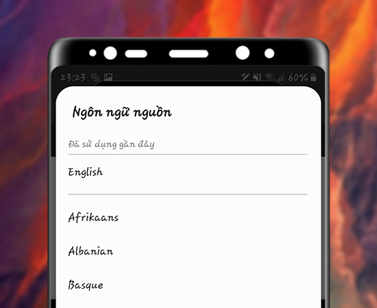 Bước 2: Các bạn tuỳ chỉnh ngôn ngữ muốn dịch.