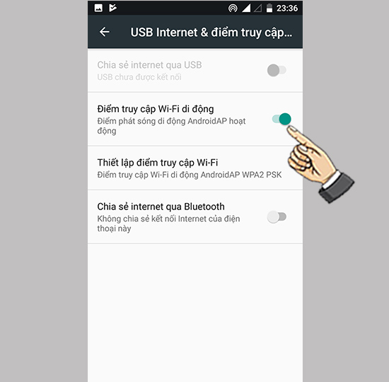 Bước 3: Bật Điểm truy cập wifi di động