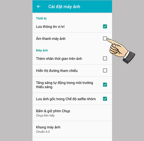 Tắt âm thanh máy ảnh.