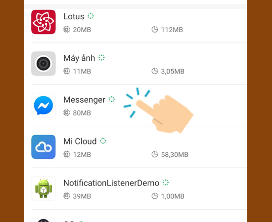 chọn ứng dụng muốn cài đặt thông báo