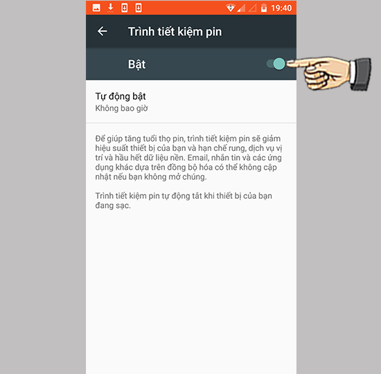 Bước 3: Bật tiết kiệm pin.