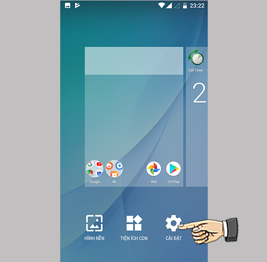 Bước 2: Chọn cài đặt.