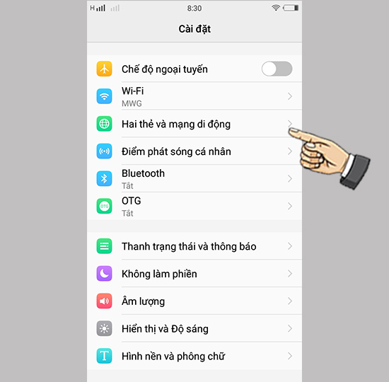 Bật dữ liệu di động.