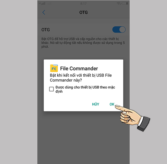 Bật OTG lên và mở ứng dụng quản lí file.