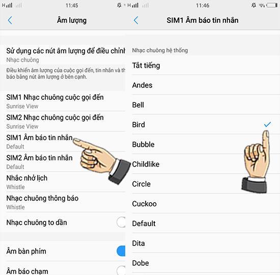 Bước 2: Chọn nhạc chuông Sim 1.