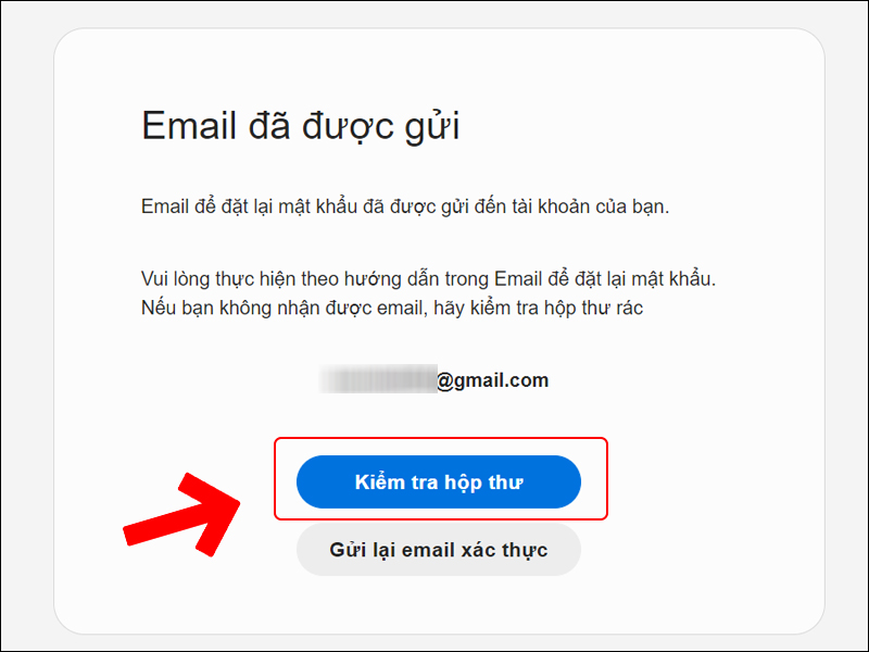 Thông báo đã gửi email