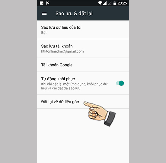 Bước 2: Chọn đặt về dữ liệu gốc.
