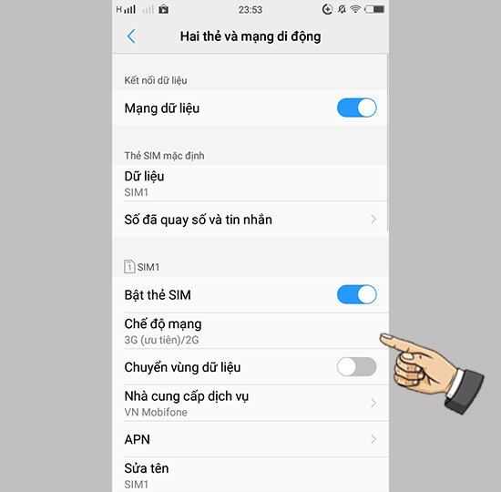 Bước 2: Chọn chế độ mạng.