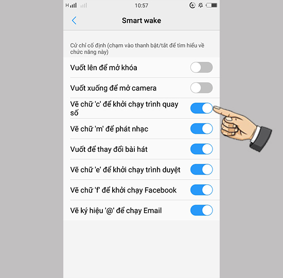 Bước 3: Bật cử chỉ mở ứng dụng.