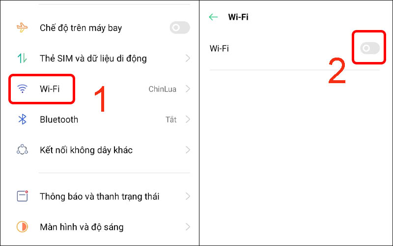 Chọn mục WiFi rồi tiến hành tắt