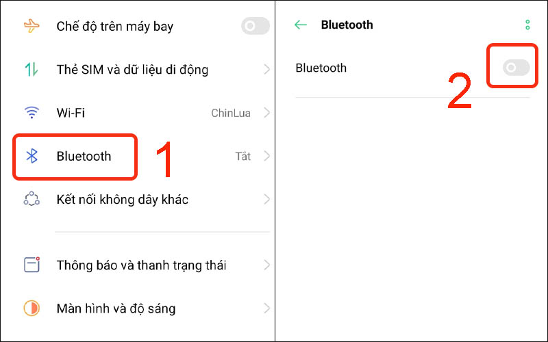  Chọn mục Bluetooth rồi tiến hành tắt