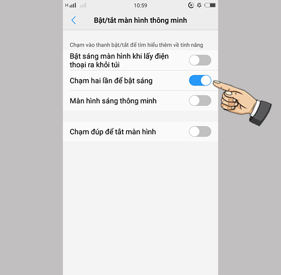Bước 3: Bật tính năng chạm đúp mở màn hình.