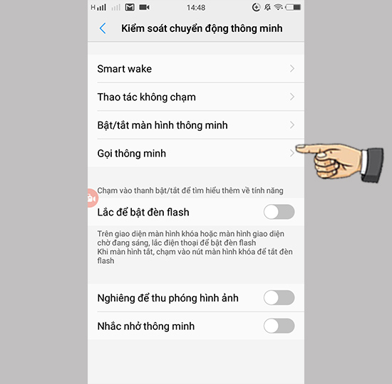 Bước 2: Chọn Cuộc gọi thông minh