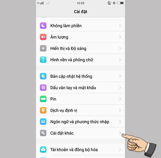 chọn Cài đặt khác