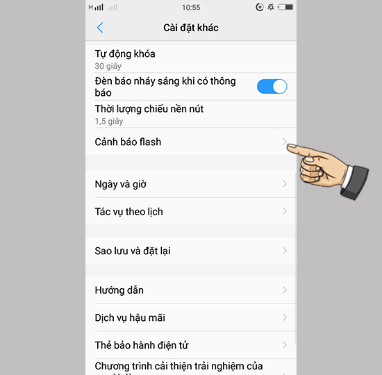Bước 2: Chọn Cảnh báo Flash