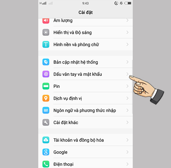 Dấu vân tay và mật khẩu