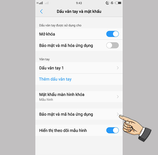 Bước 2: Chọn Bảo mật và mã hóa ứng dụng